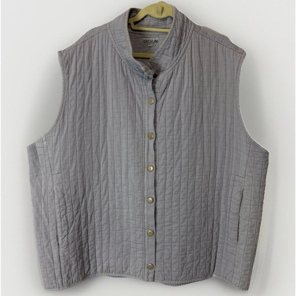 Iridium Vest Womens 2X Purple Blue Cotton Quilted Button Front Collar Casual